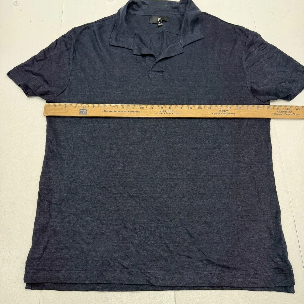 Banana Republic Polo Shirt Mens Large Blue 100% Linen Lightweight Casual Top